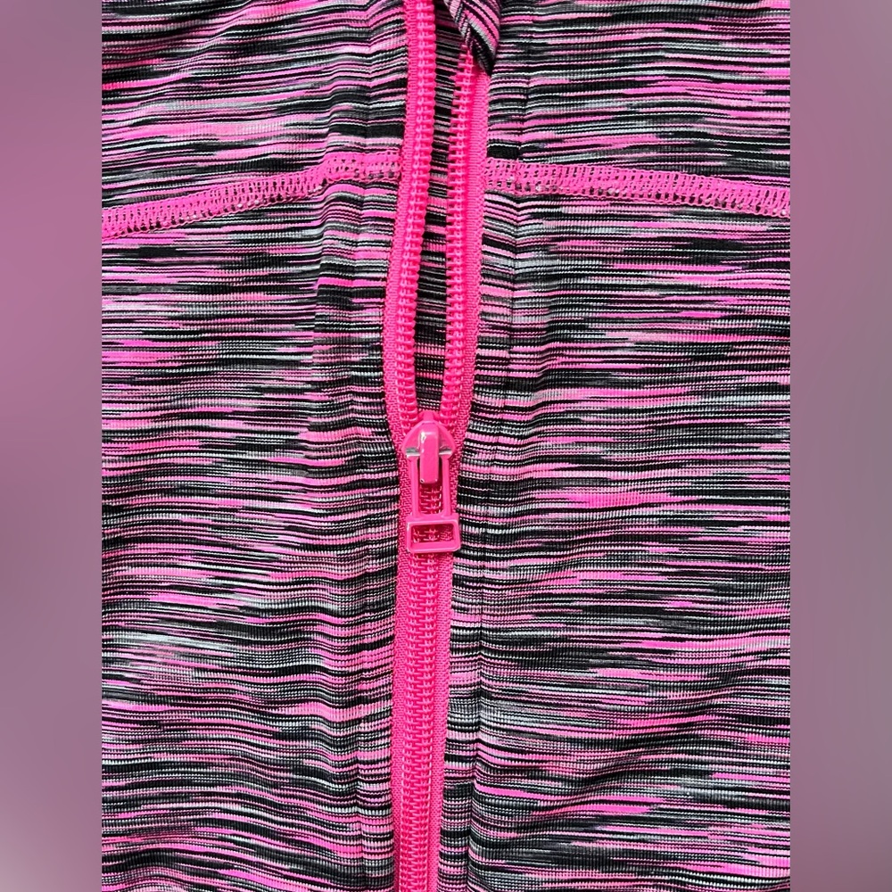 🔥GYMGO  Girls Space Dye Full-Zip Hoodie Pink Black Size S (5-6) Thumbholes 🔥 - Picture 3 of 11